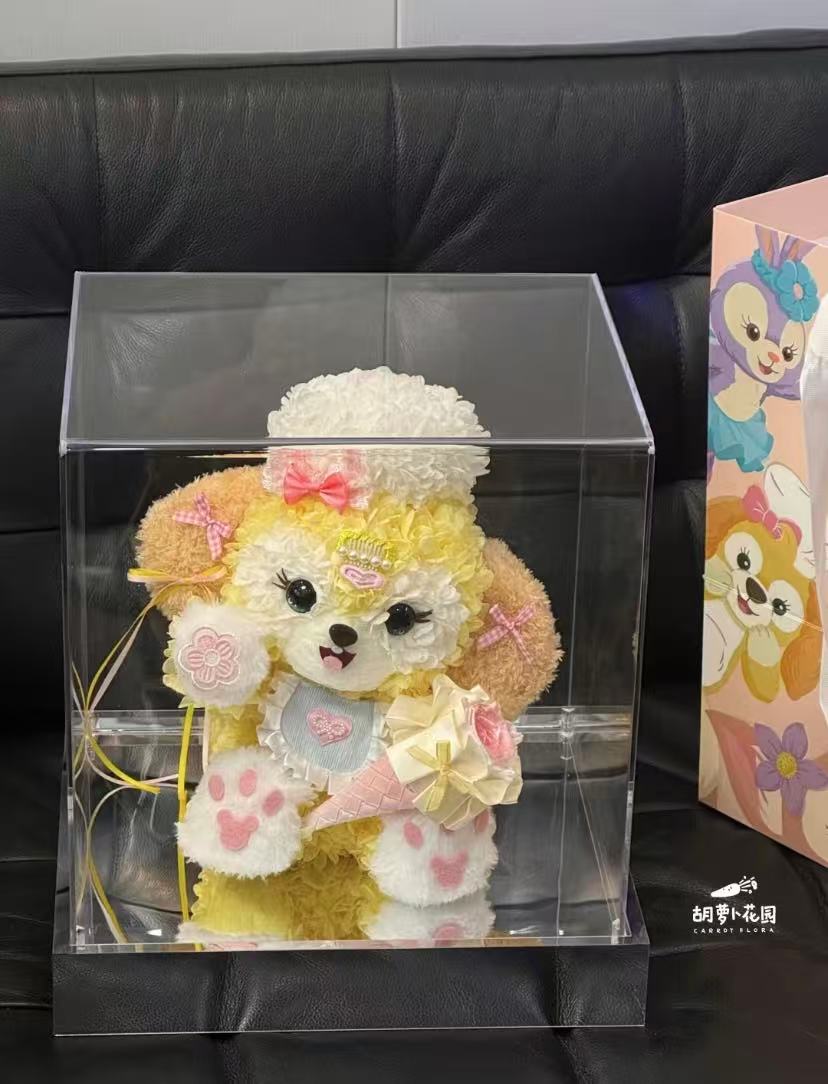 CookieAnn Preserved Flower Puppy - Luxury Everlasting Hydrangea Dog Arrangement