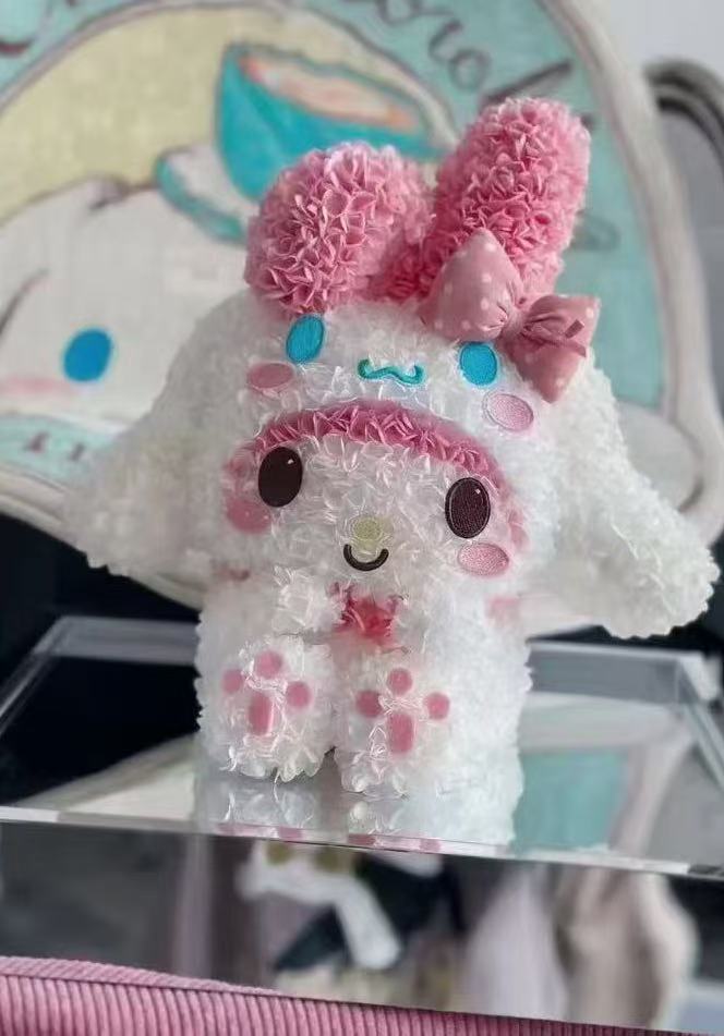 Handmade Cinnamoroll Preserved Flower Doll - Sanrio Inspired Eternal Floral Gift
