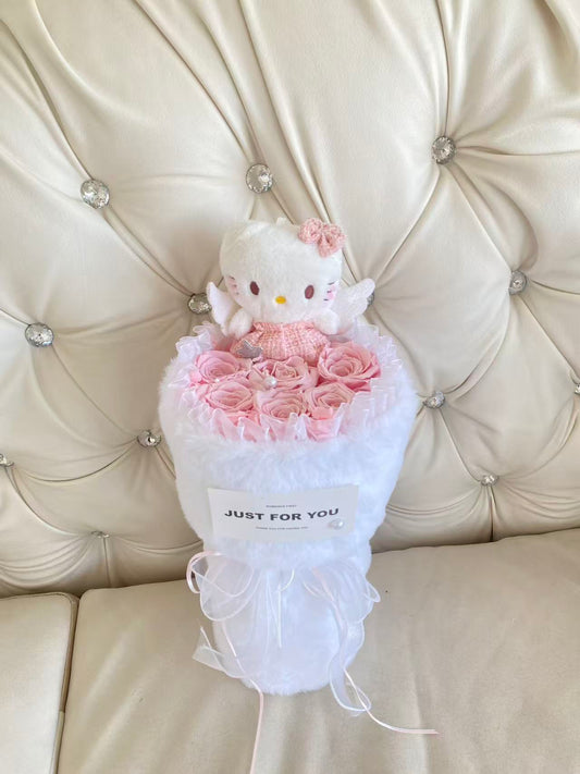 Preserved Rose and Doll Bouquet