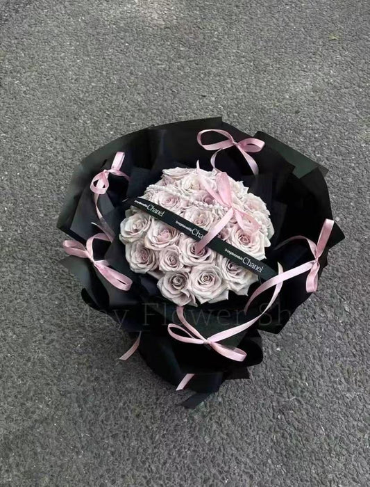 Pink Rose Bouquet - Hand-Tied Luxury Flowers for Birthday, Anniversary - Gift for Her