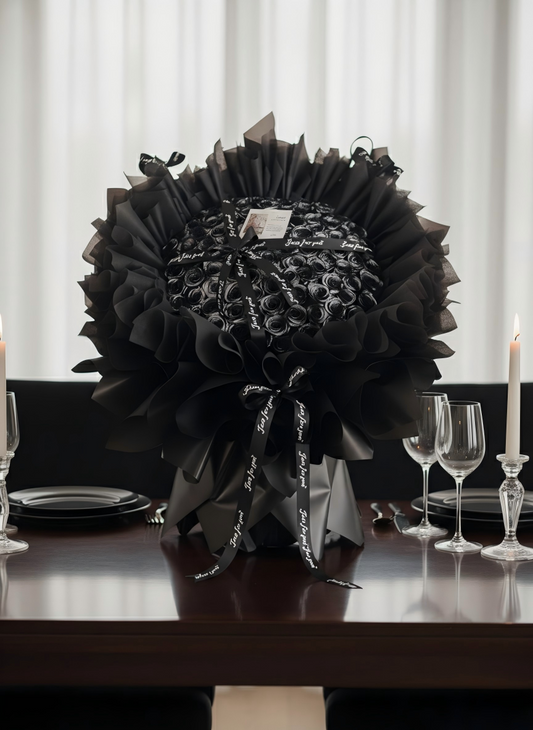 Handmade Black Blue Infinity Roses - Unique Anniversary & Valentine’s Day Gift for Her