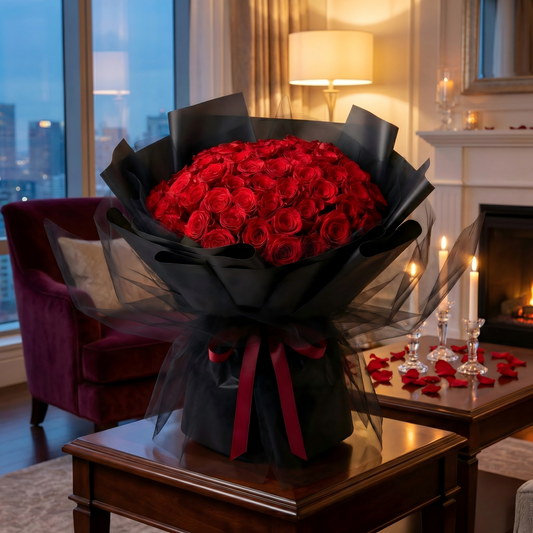 Premium Fresh Red Rose Bouquet – Luxury Romantic Flowers from a Local USA Florist