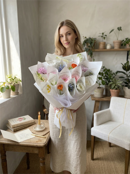 Multi-Bloom Floral Bouquet - 16 Pcs Assorted Fresh Flowers for Birthdays & Occasions