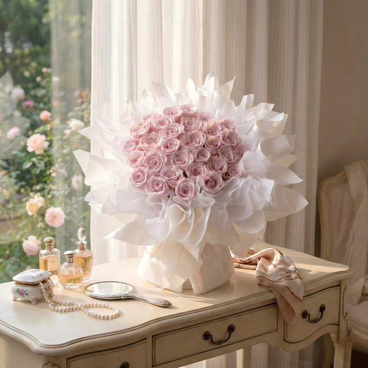 Handcrafted Pink Eternal Rose Bouquet - Romantic Preserved Flowers for Anniversary