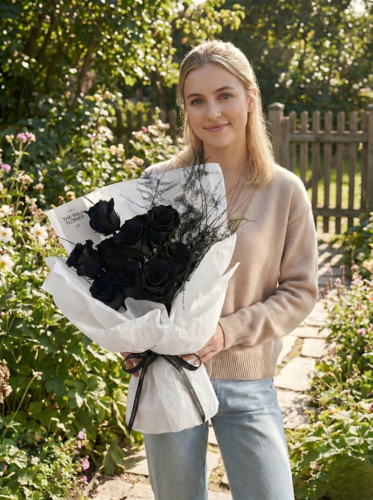 Everlasting Midnight: Luxury Real Preserved Black Roses - Long-Lasting Gift