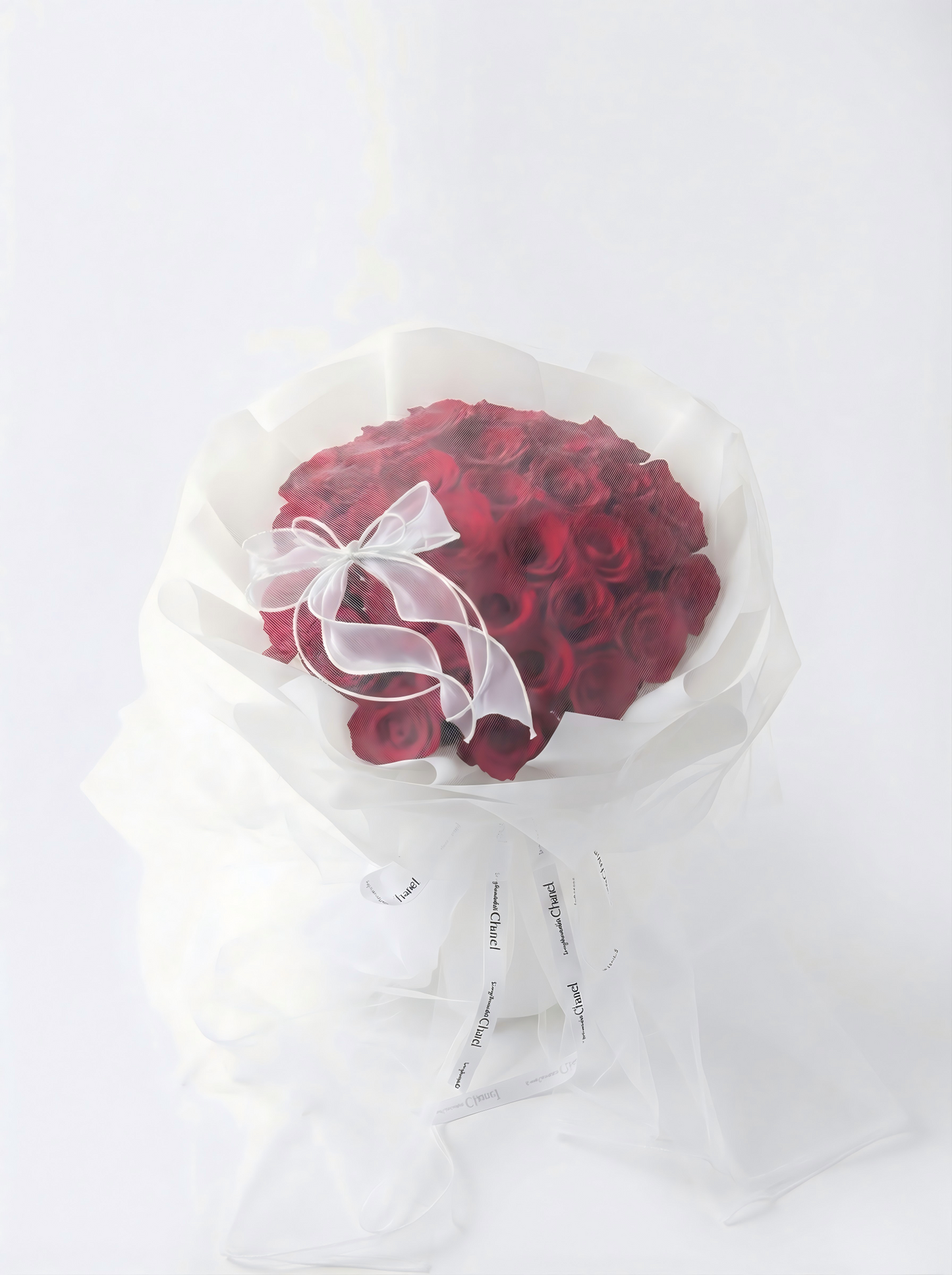 Classic Red Rose Bouquet Wrapped in Delicate White Mesh