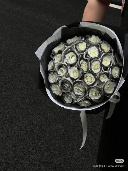 Midnight Elegance: Premium Preserved Flowers - Handcrafted Eternal Rose Bouquet