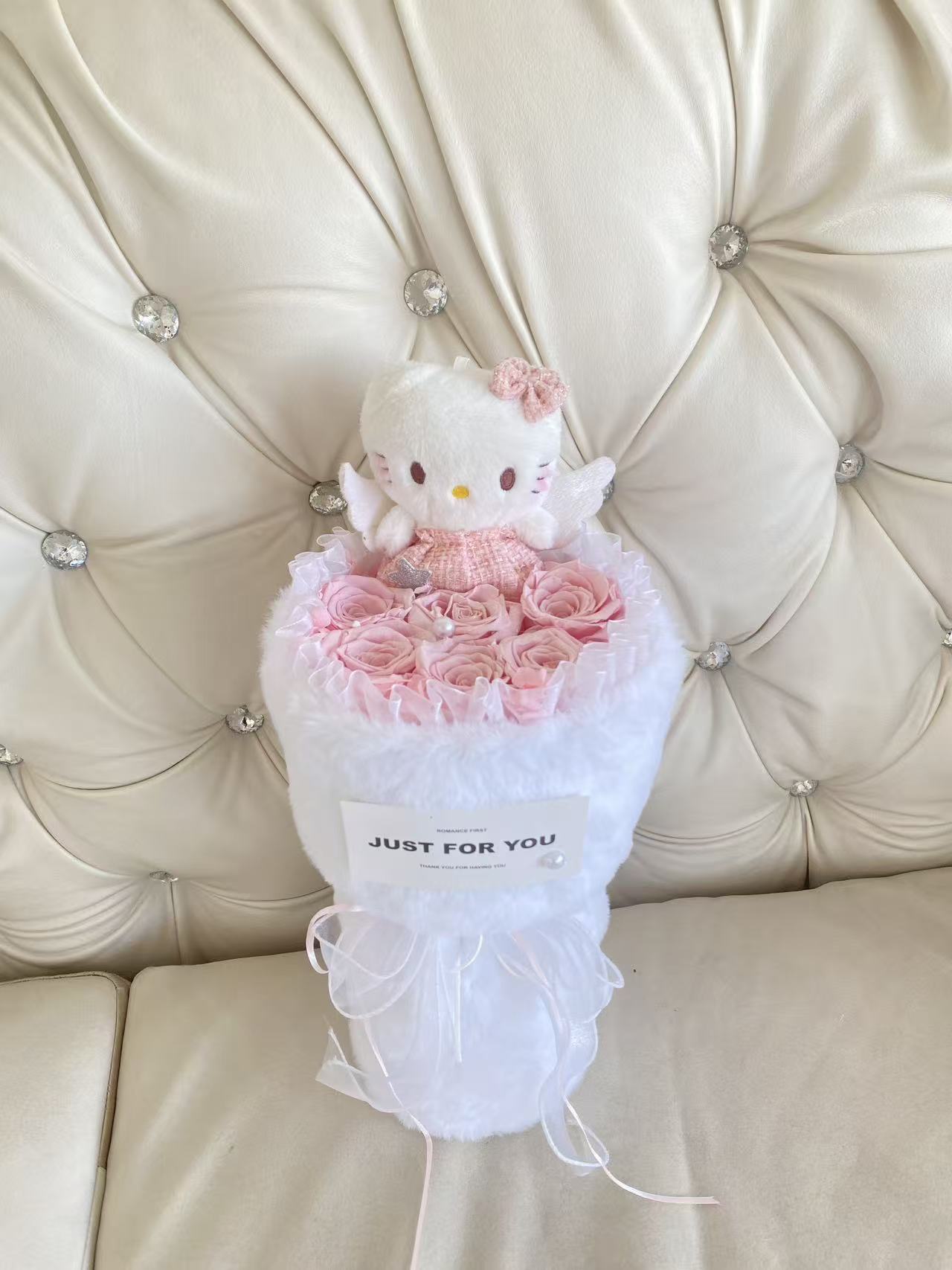 Preserved Rose and Doll Bouquet