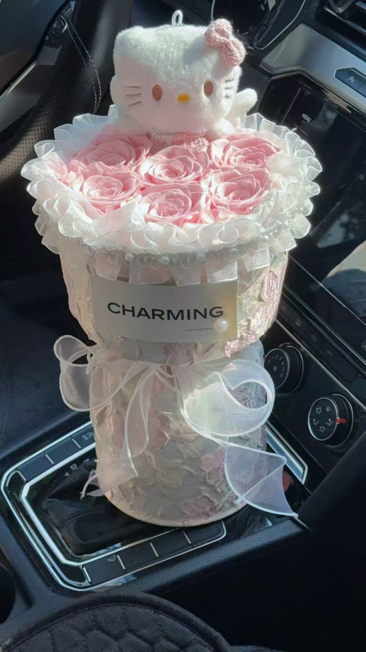 Preserved Rose and Doll Bouquet