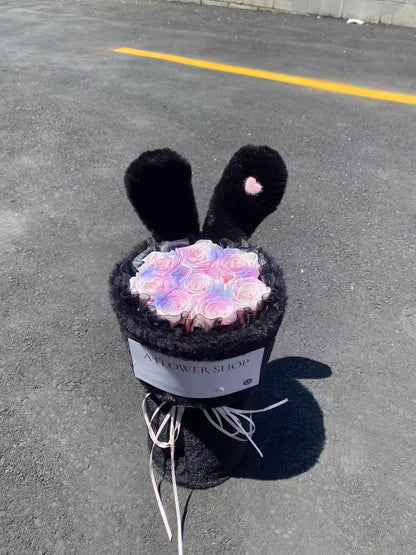 Midnight Elegance: Premium Preserved Flowers - Handcrafted Eternal Rose Bouquet