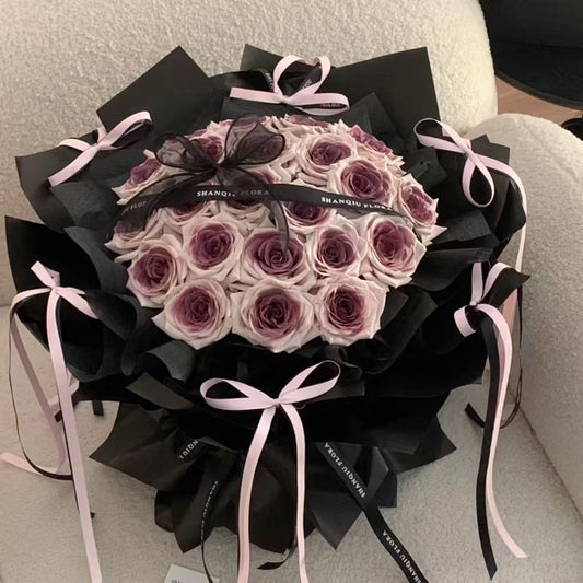 Purple Ombre Rose Bouquet - Handcrafted Floral Arrangement for Anniversaries & Birthdays