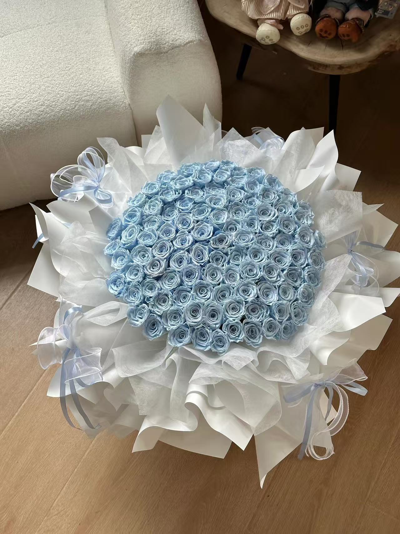 Glacier Blue Rose Bouquet - Premium Preserved Flowers for Birthday & Graduation