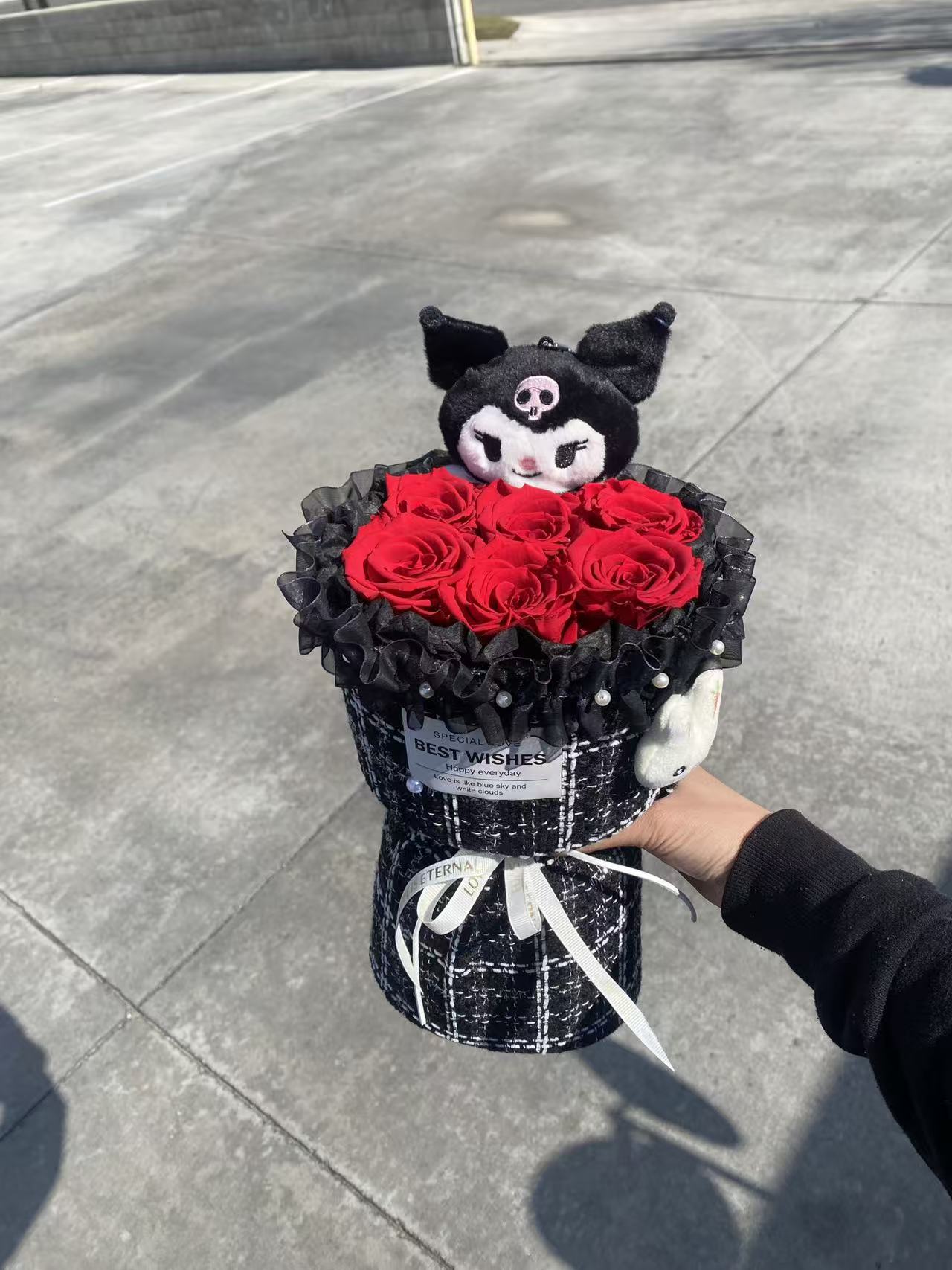 Preserved Rose and Doll Bouquet