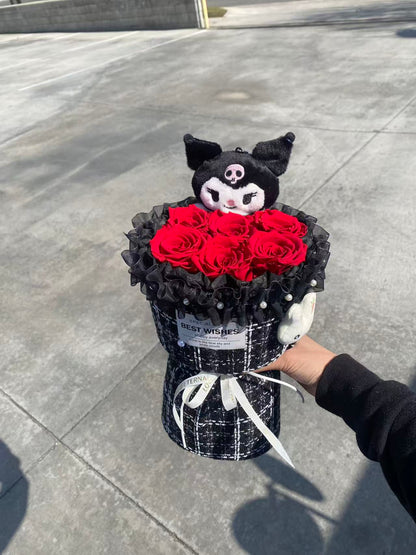 Preserved Rose and Doll Bouquet