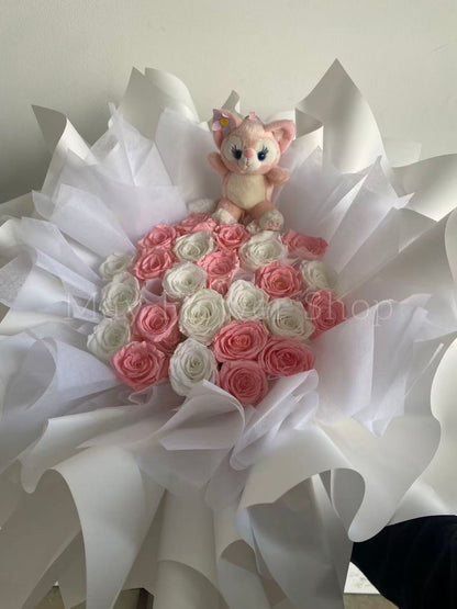 Preserved Rose and Doll Bouquet