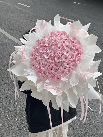 Pink Preserved Rose Bouquet – Luxury Eternal Roses