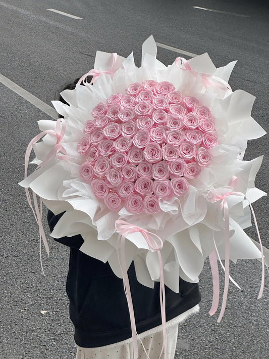 Pink Preserved Rose Bouquet – Luxury Eternal Roses