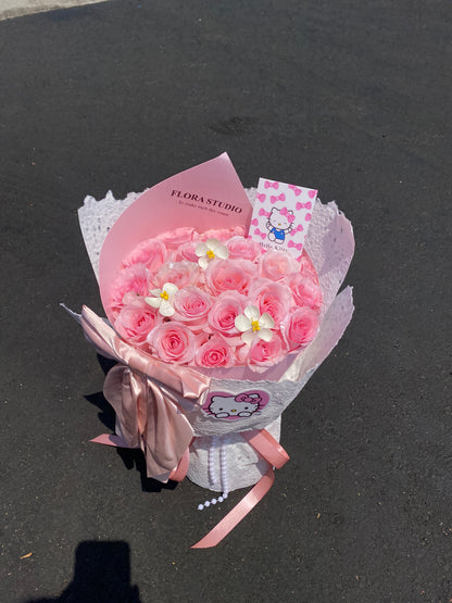 Hello Kitty Pink Rose Bouquet for Birthday & Valentine's Day