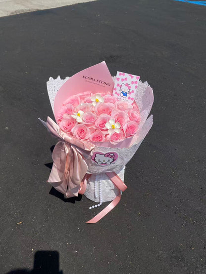 Hello Kitty Pink Rose Bouquet for Birthday & Valentine's Day