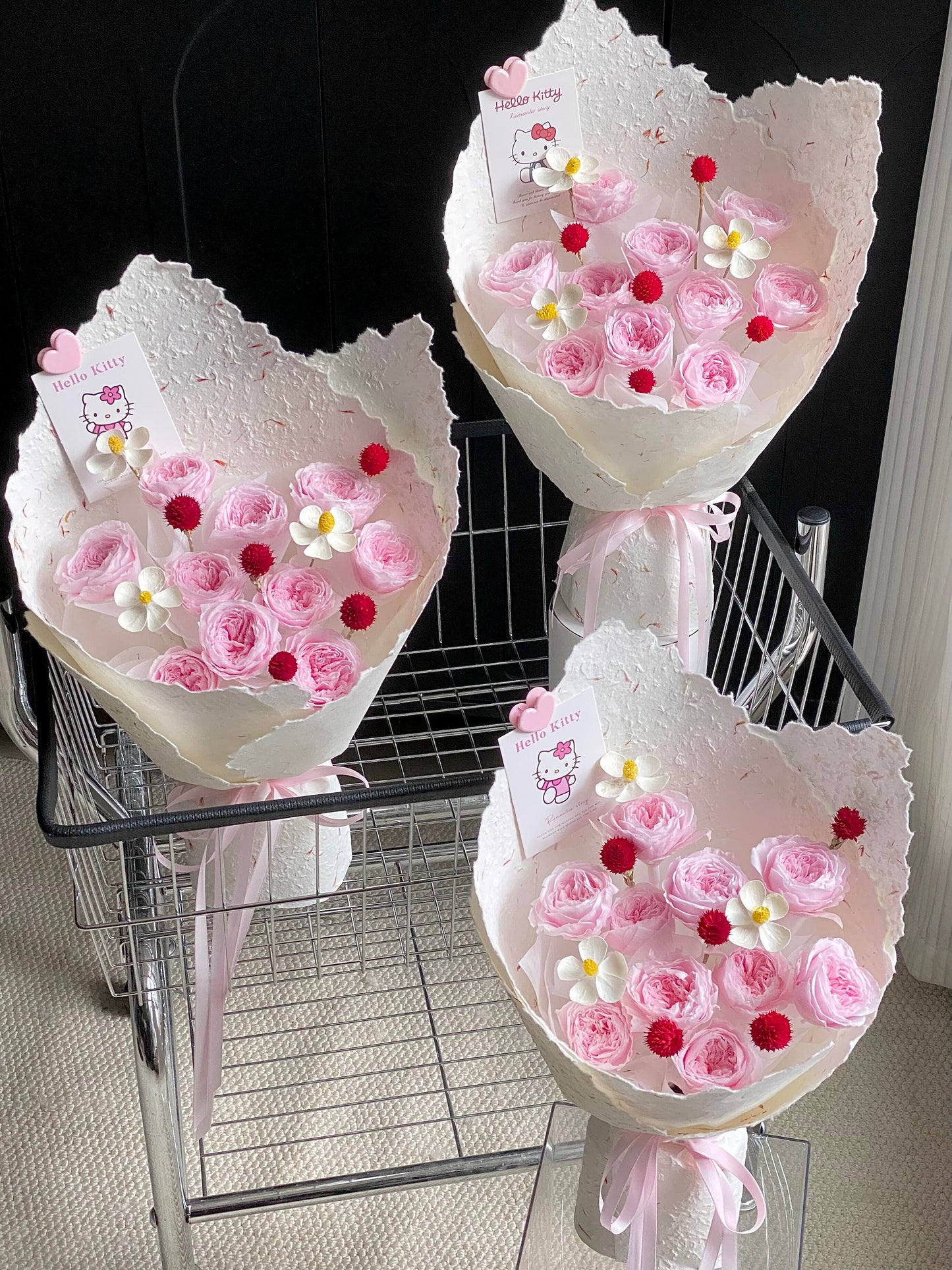 Handmade Preserved Pink Rose Bouquet - Long Lasting Infinity Flowers