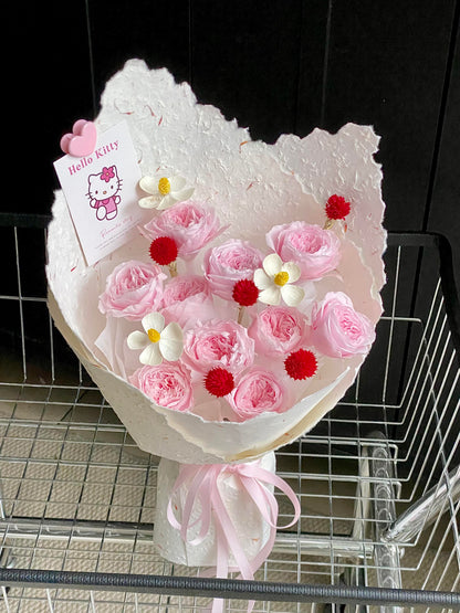 Handmade Preserved Pink Rose Bouquet - Long Lasting Infinity Flowers