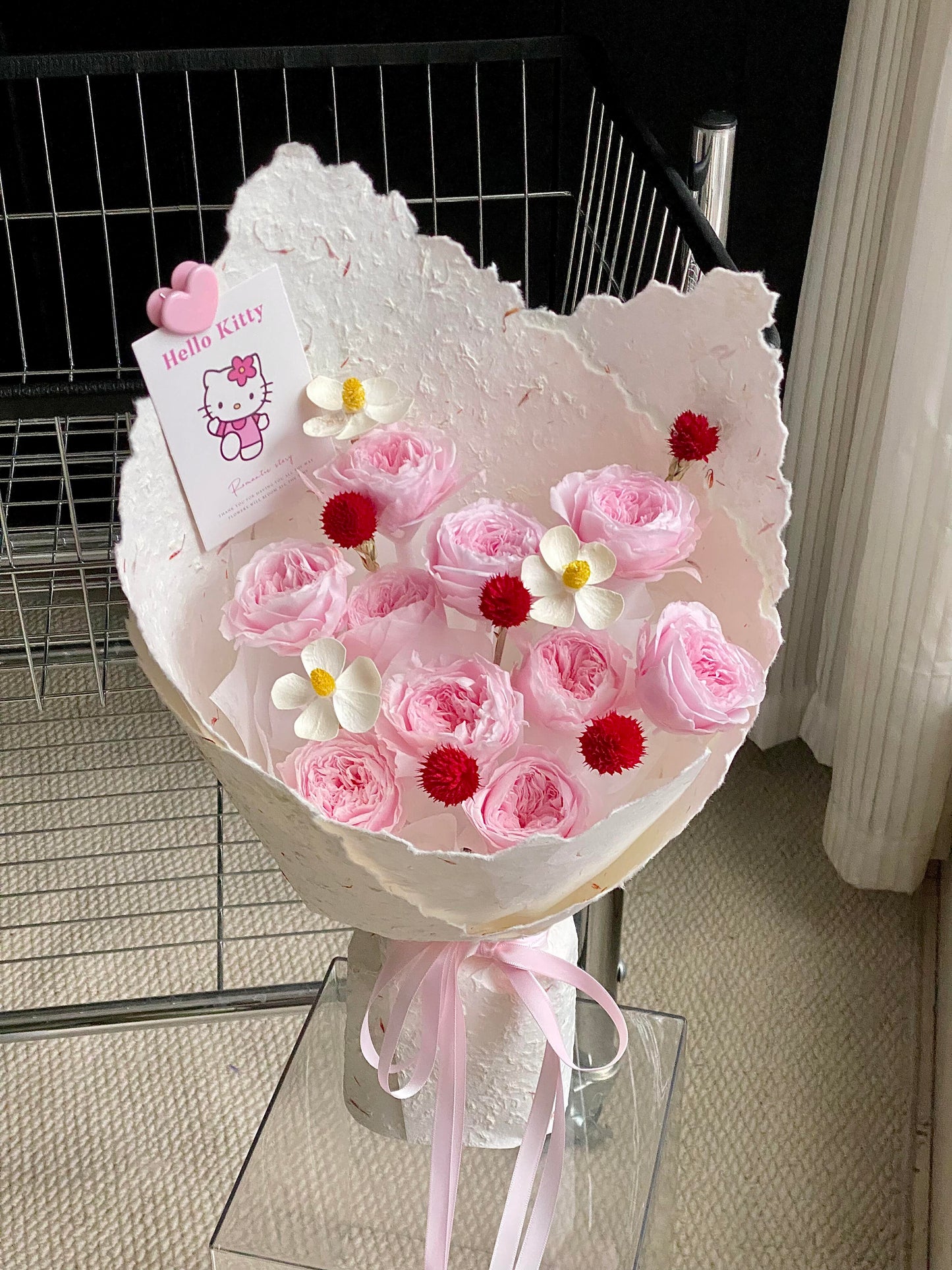 Handmade Preserved Pink Rose Bouquet - Long Lasting Infinity Flowers