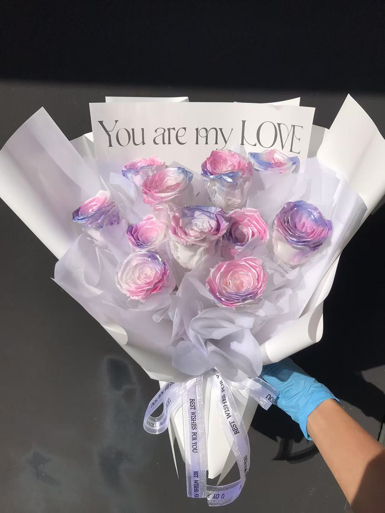 Galaxy Gradient Preserved Roses Bouquet for Valentine's Day & Anniversary