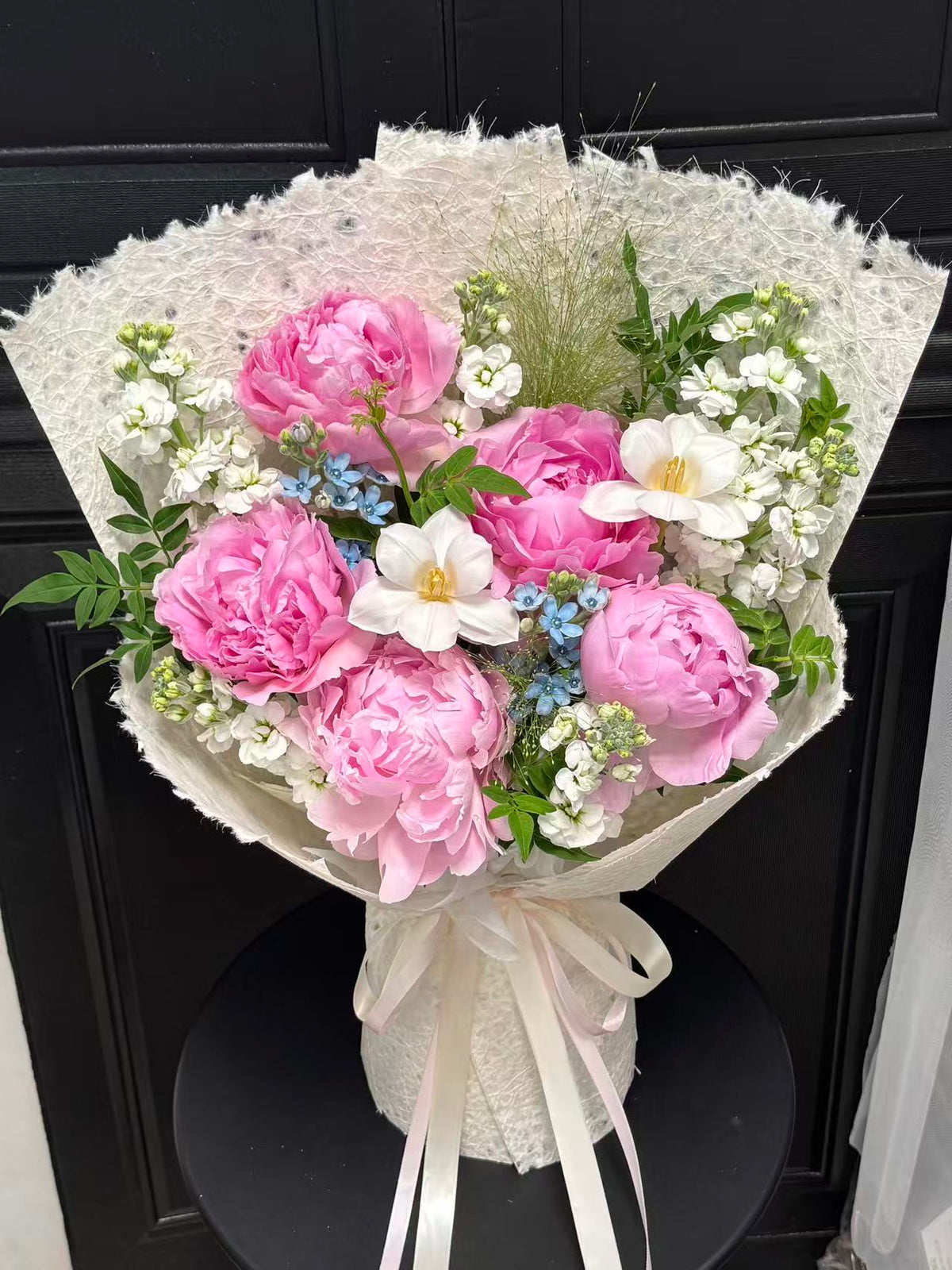 Luxurious Pink Peony & White Floral Bouquet - Premium Gift for Her
