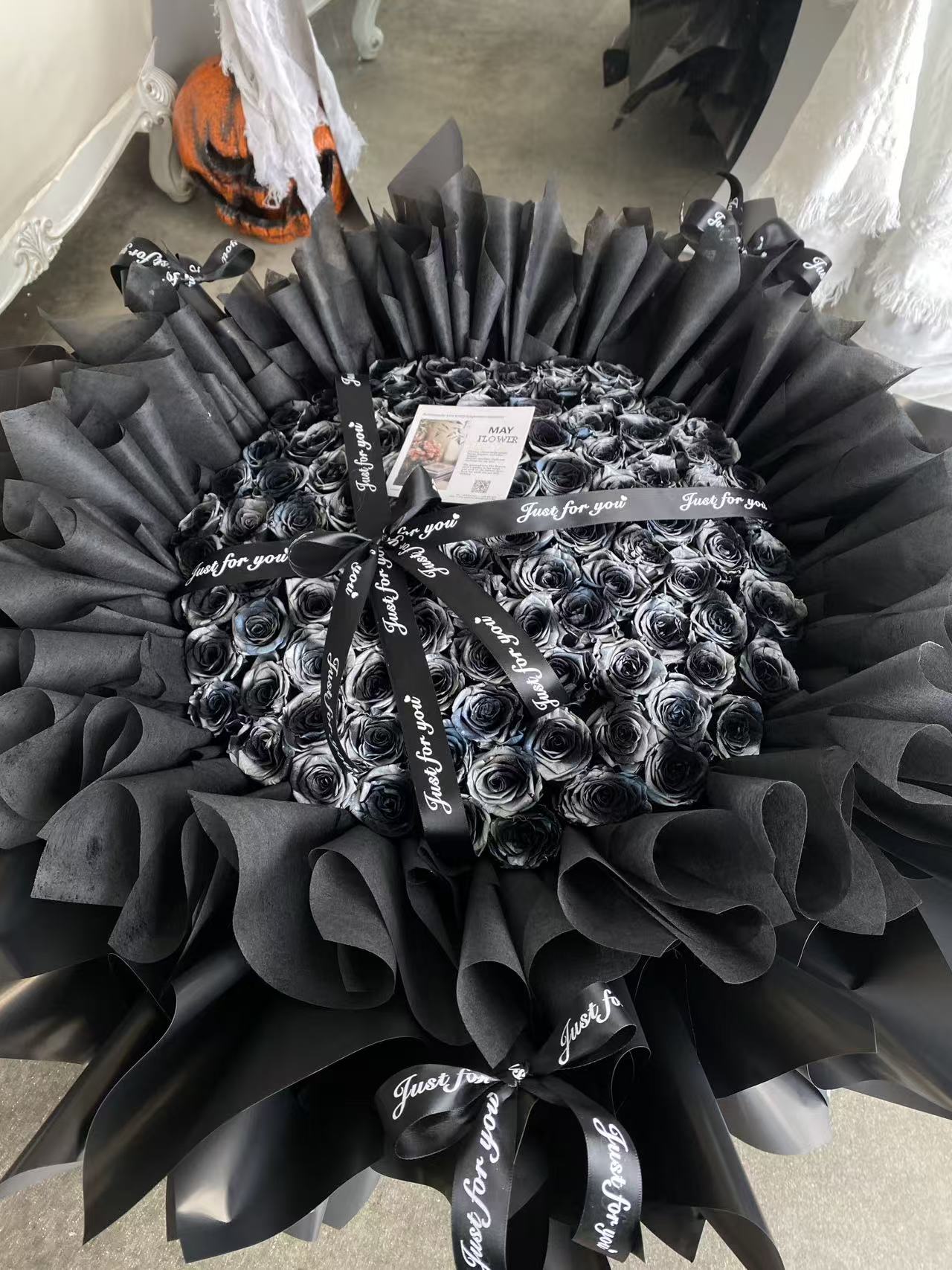Handmade Black Blue Infinity Roses - Unique Anniversary & Valentine’s Day Gift for Her