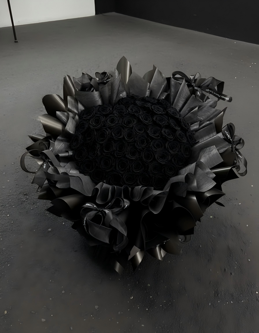 Luxury Eternal Black Rose Bouquet - Large Preserved Flowers for Anniversary