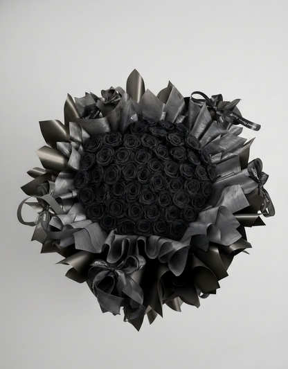 Luxury Eternal Black Rose Bouquet - Large Preserved Flowers for Anniversary