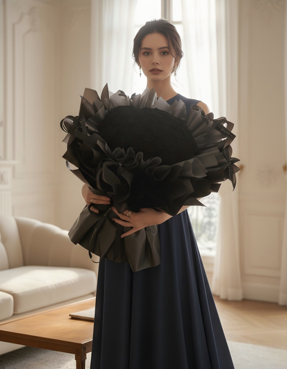 Luxury Eternal Black Rose Bouquet - Large Preserved Flowers for Anniversary