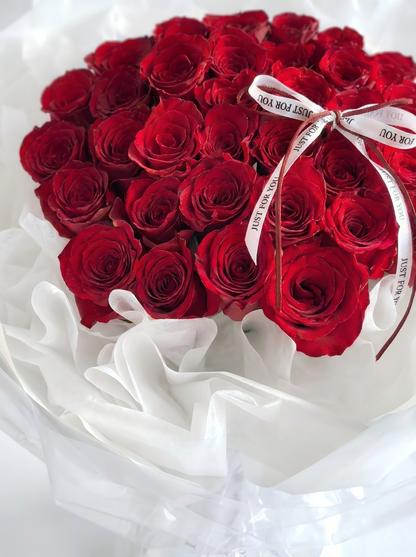 Classic Red Roses Fresh Flower Bouquet - Anniversary & Birthday Gift