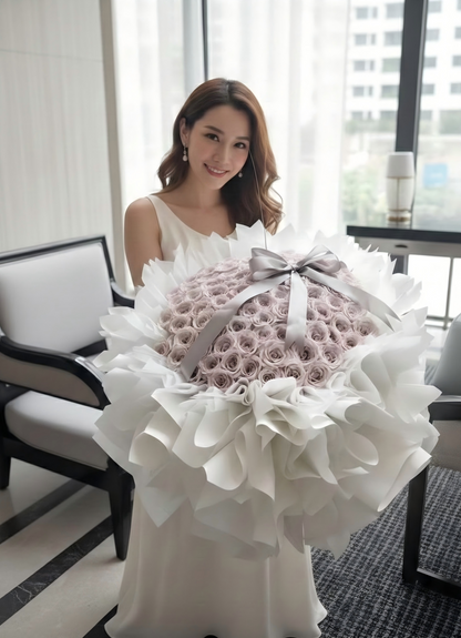 Handcrafted Dusty Pink Preserved Flower Bouquet for Anniversary & Valentine's Day