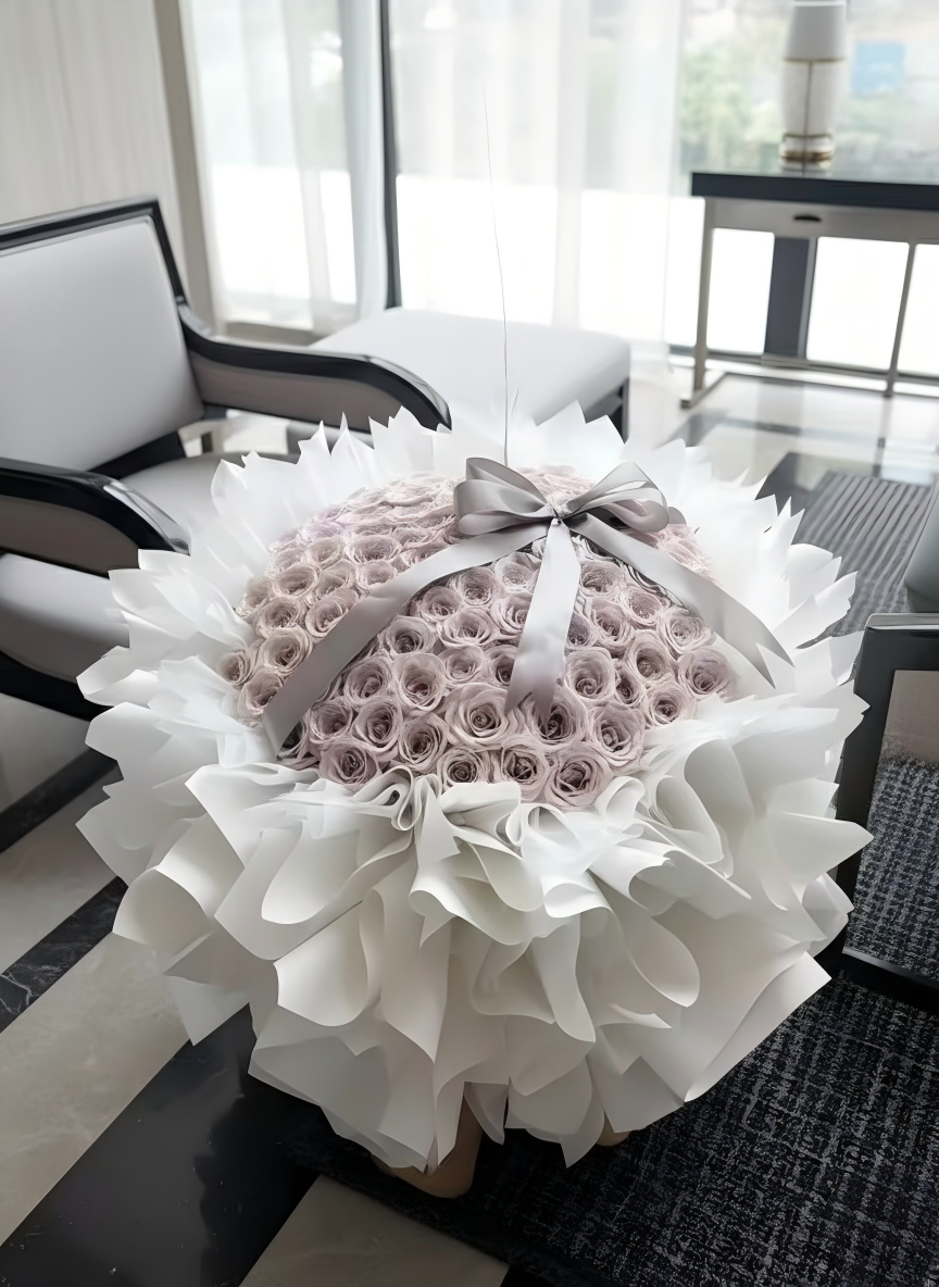 Handcrafted Dusty Pink Preserved Flower Bouquet for Anniversary & Valentine's Day