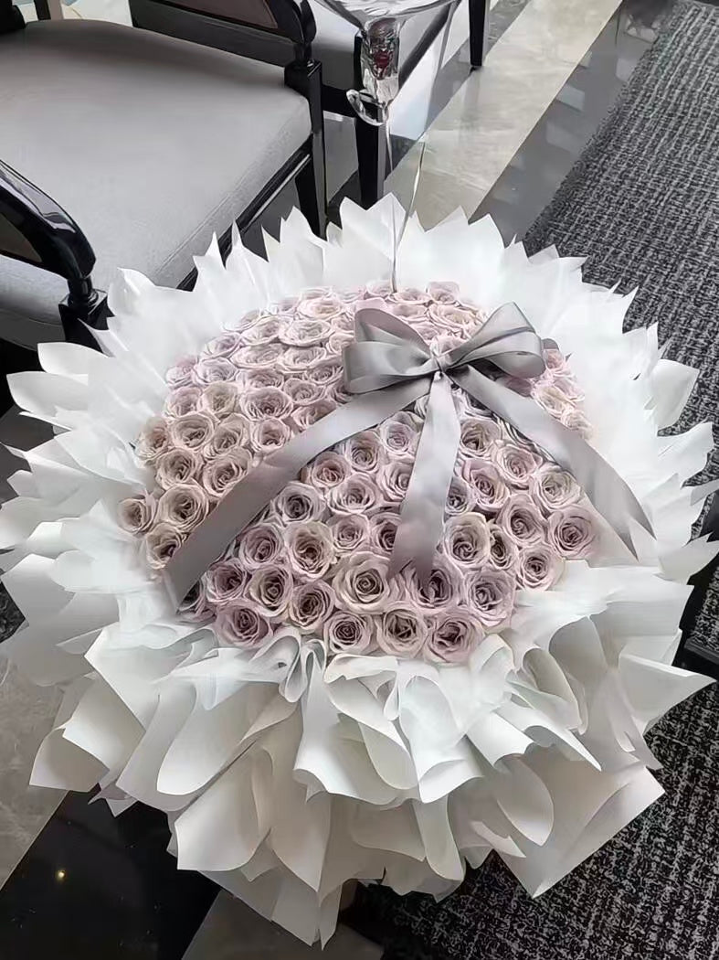 Handcrafted Dusty Pink Preserved Flower Bouquet for Anniversary & Valentine's Day