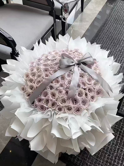 Handcrafted Dusty Pink Preserved Flower Bouquet for Anniversary & Valentine's Day