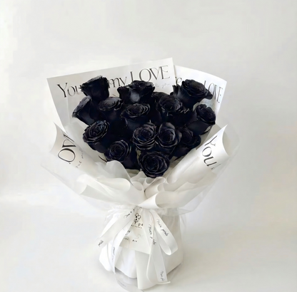Gothic Romance Eternal Black Roses - Handcrafted Preserved Flower Bouquet