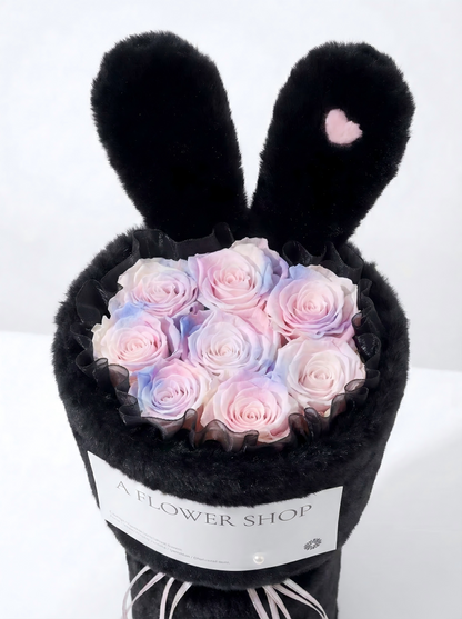 Eternal Rose Bouquet with Furry Character Ears - Preserved Flowers for Teens & Anniversary