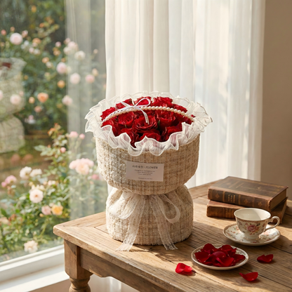 Fresh Red Roses Bouquet Handcrafted Floral Arrangement for Celebrations