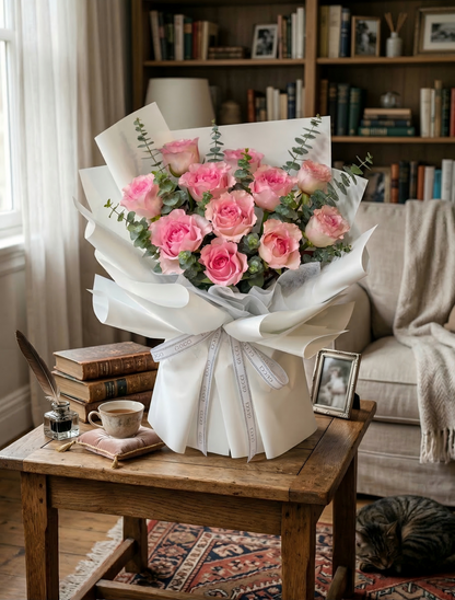 Romantic Fresh Pink Rose Arrangement - Perfect Gift for Anniversary & Birthday