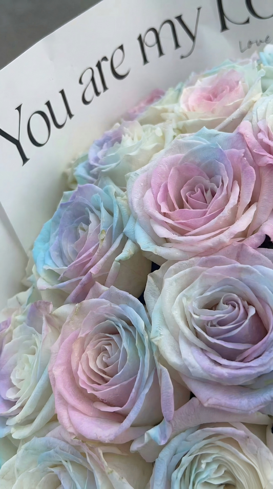 Luxury Pastel Rainbow Rose Bouquet - Fresh Flower Delivery