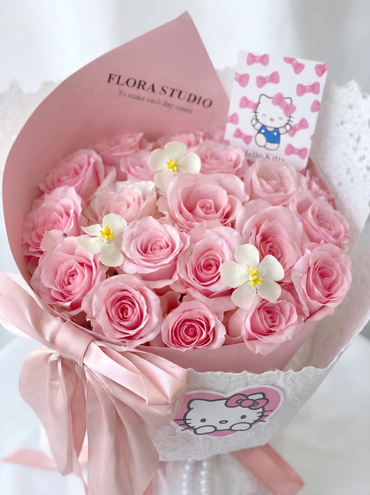 Hello Kitty Pink Rose Bouquet for Birthday & Valentine's Day