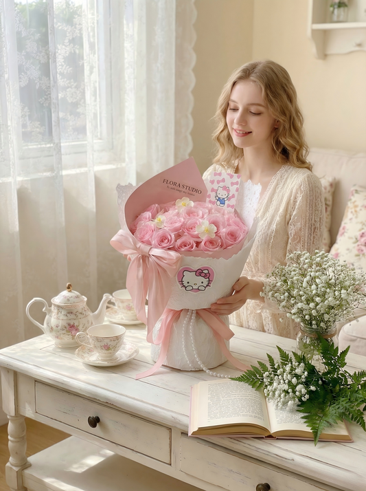 Hello Kitty Pink Rose Bouquet for Birthday & Valentine's Day