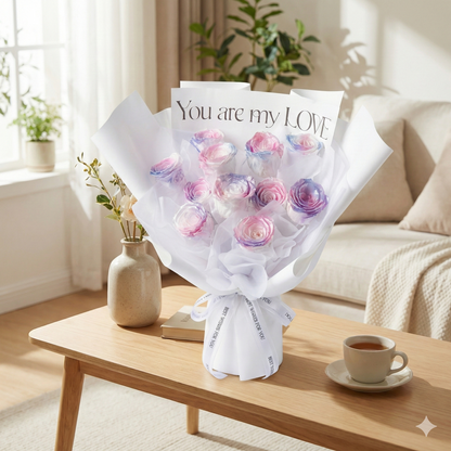 Galaxy Gradient Preserved Roses Bouquet for Valentine's Day & Anniversary