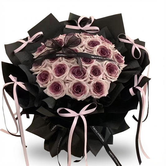 Purple Ombre Rose Bouquet - Handcrafted Floral Arrangement for Anniversaries & Birthdays