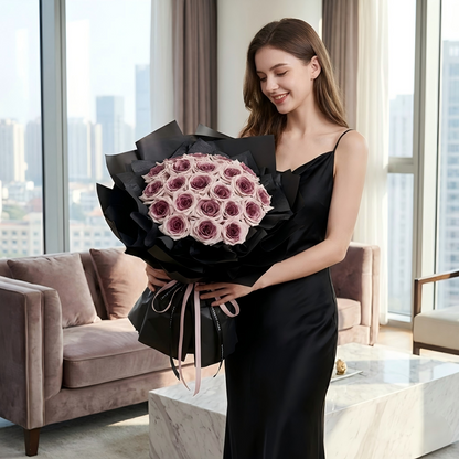 Purple Ombre Rose Bouquet - Handcrafted Floral Arrangement for Anniversaries & Birthdays