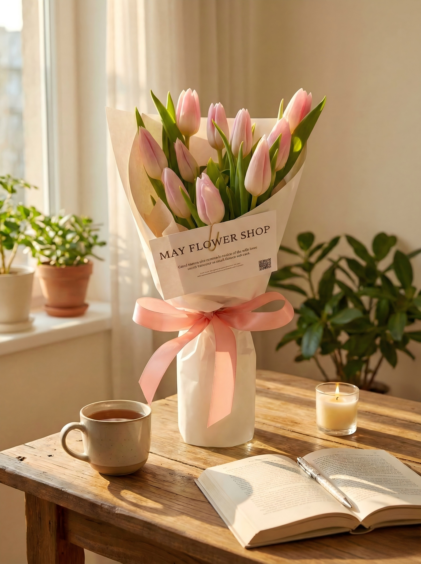 Elegant Pink Tulip Bouquet - Fresh Flower Delivery for Birthdays & Spring