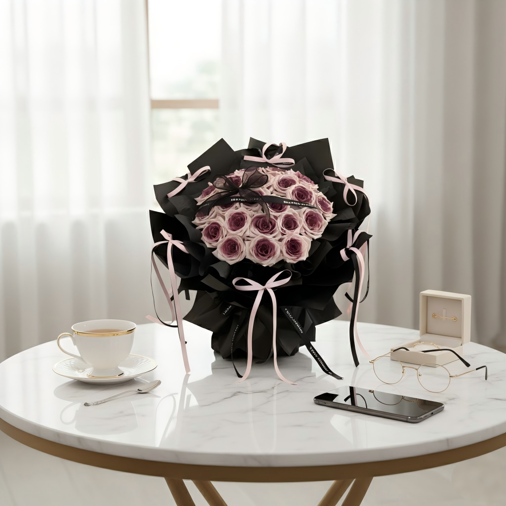 Purple Ombre Rose Bouquet - Handcrafted Floral Arrangement for Anniversaries & Birthdays