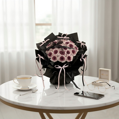 Purple Ombre Rose Bouquet - Handcrafted Floral Arrangement for Anniversaries & Birthdays